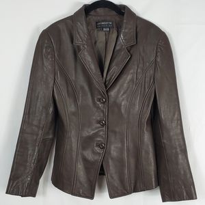 Liz Claiborne 100% Leather Jacket Brown